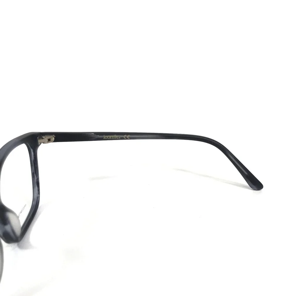 Iconik Eyeglasses Frames Mish C01 Black Blue Horn Square Horn Rim 53-15-140